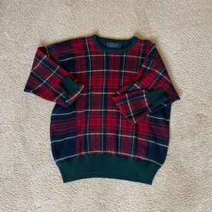 thrifted red and green sweater